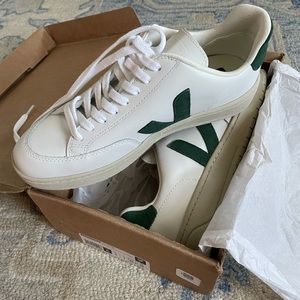 VEJA V-12 Leather Sneakers (Extra White/Green)